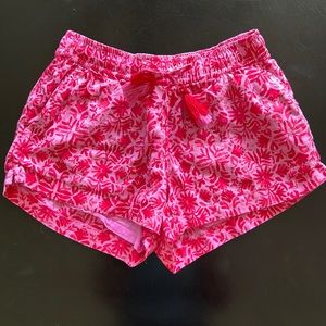 Floral pink and red pull-on shorts, size XXS